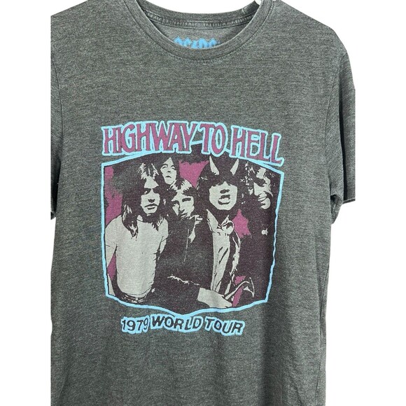 AC/DC Highway to Hell 1979 World Tour T-Shirt Lucky Brand Medium Gray Vintage - Picture 2 of 7